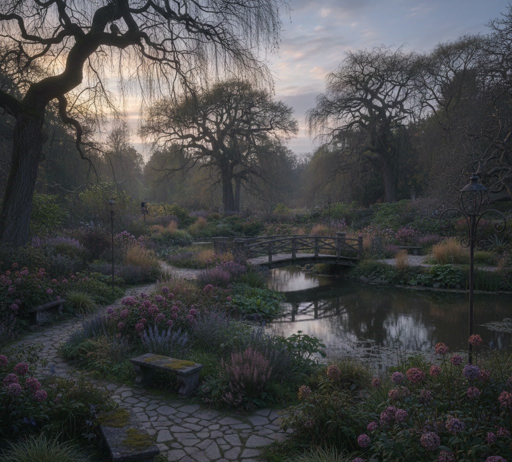 Puutarha ennen valaistusta